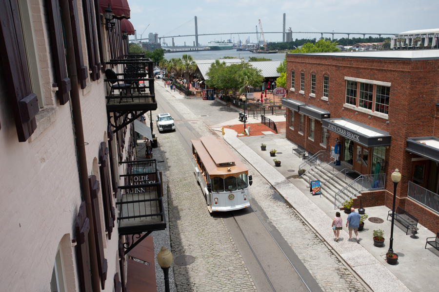 View of River Street from the Premiere 2-Bed Suite with Balcony
