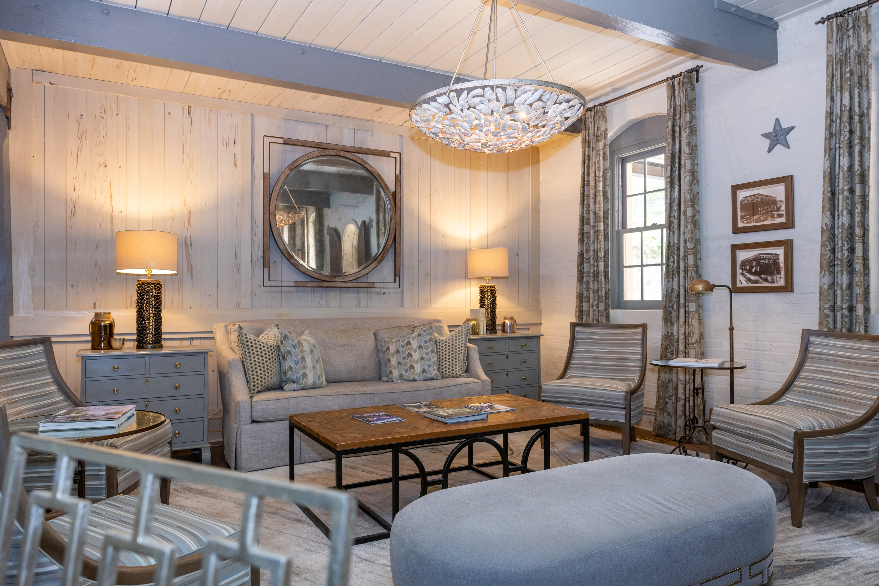 Queen suite with historic warehouse details at Olde Harbour Inn